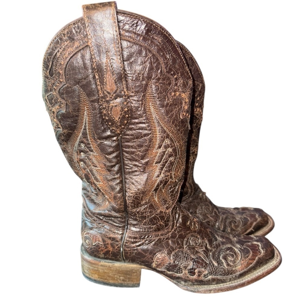 Corral Python Inlay Square Toe Western Boots Size… - image 2